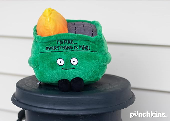 Dumpster on Fire Plushie - I'm Fine, Everything is Fine! Dumpster Fire Plush, Emotional Support Plushie, Funny Plush Toy for Gifting