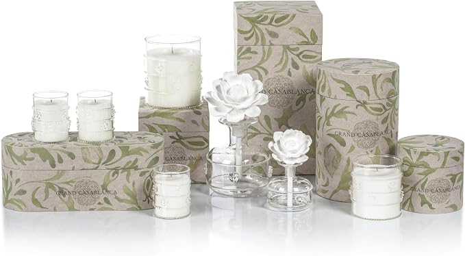 Zodax Grand Casablanca Glass Jar Scented Candle for Home Decor - Single-Wick Candle Ideal for Kitchen and Bathroom - Makes a Great Gift for Women and Men - Magnolia Petals - 6.5 Oz.