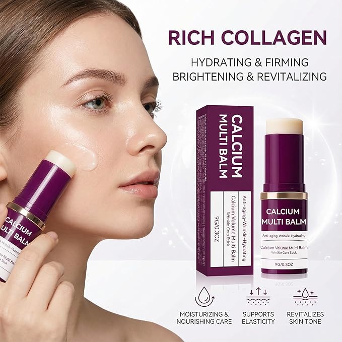 All-in-One Moisturizing Balm Stick with Calcium & Collagen – Anti-Aging Skin Repair for Face, Eyes, Lips, Neck – Hydrating Portable Skincare, 2-Pack