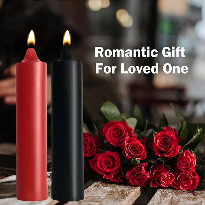 Low Temperature Candles, Wax Play Candles, Romantic Dripping Candle for Valentines, Couples, Weddings, Home Decor-2Pack, Black and Red