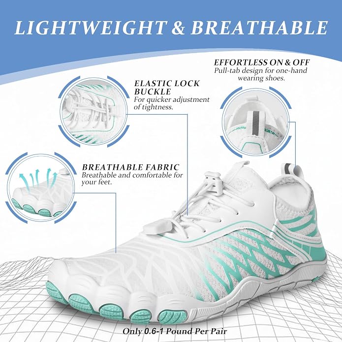 Barefoot Shoes for Women & Men, Grounded Walking Hiking Barefoot Shoes, Wide Toe Box Non-Slip Water Athletic Footwear, Comfortable Vitality Barefoot Footwear, Trail Running Sneakers Unisex