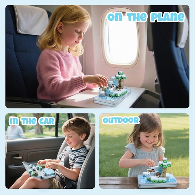 Mini Magnetic Cubes STEM Winter Set for Kids Ages 3-5, 35PCS Educational Travel Building Toys with Magnetic Tin Box, Birthday Gift for Boys & Girls 4-8, Preschool Brain Development Activities