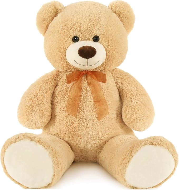 MorisMos Giant Teddy Bear Stuffed Animal 3ft,36'' Big Bear for Kid,Large Stuffed Bear for Baby Shower, Teddy Bear for Girlfriend Boyfriend Wife Mom Fiancée Valentine's Birthday, Tan