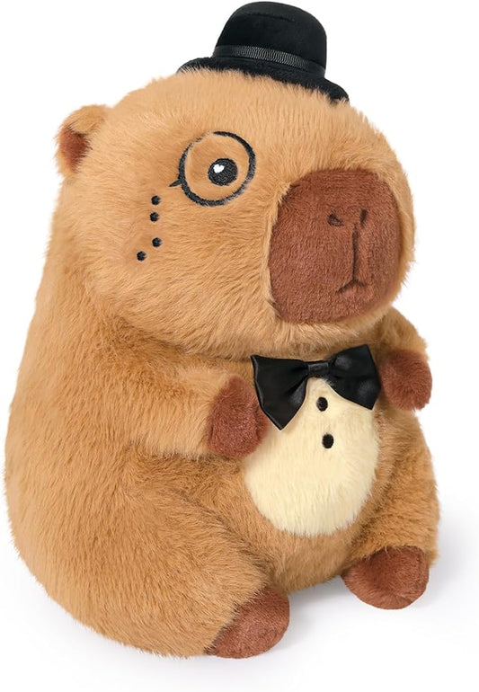 Ditucu Original Gentleman Capybara Plush with Bowler Hat 9 inch Cute Capibara Stuffed Animal Soft Plushies Toys Gifts for Kids Brown