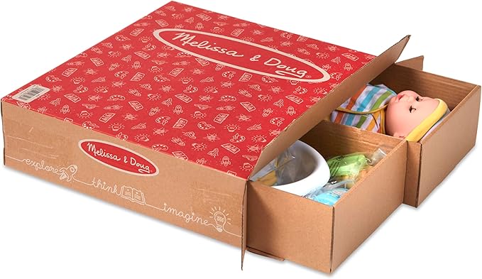 Melissa & Doug Mine to Love Deluxe Baby Care Play Set (48 Pieces – Doll + Accessories to Feed, Bathe, Change, and Cuddle)
