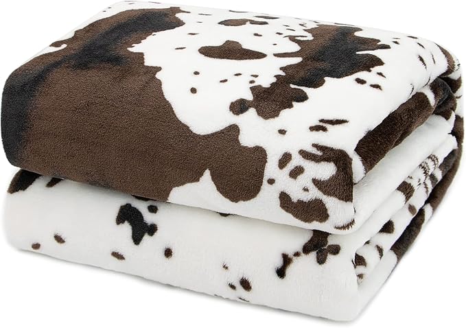 Cow Print Blanket Flannel Fleece Twin Size Blankets and Throws Fuzzy Lightweight Warm Cozy Black Cow Blankets Soft Microfiber Couch Sofa Throw Blanket Gift for Adults All Seasons 60" x 80"