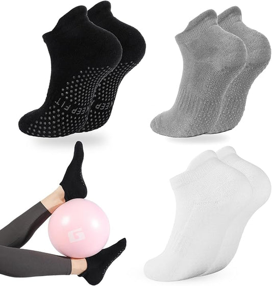 loudashuaiqi Grip Pilates Socks Non Slip Athletic Yoga Socks with Grips for Women Grippy socks for Hospital Workout Barre