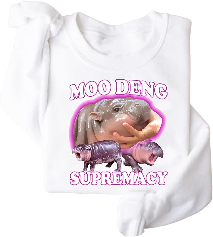 YOUNG GREEN Moo Deng Sweatshirt Moo Deng Bouncy Pig T-Shirt The Cute Baby Hippo Sweatshirt Gift For Moo Deng Lovers