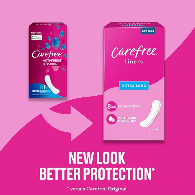 Carefree Panty Liners Extra Long 93ct & Regular Unscented 120ct (Packaging May Vary)