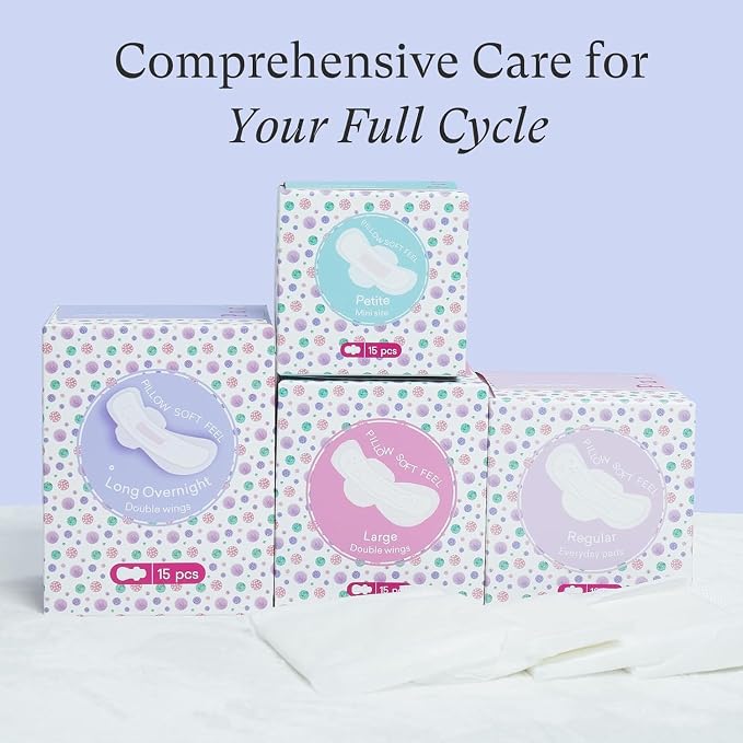 PurComfy Teens Maxi Period Pads with Wings for Tweens, Organic Cotton Sanitary Pads for Teens Girls 9-14, Long Overnight Size, 90 CT