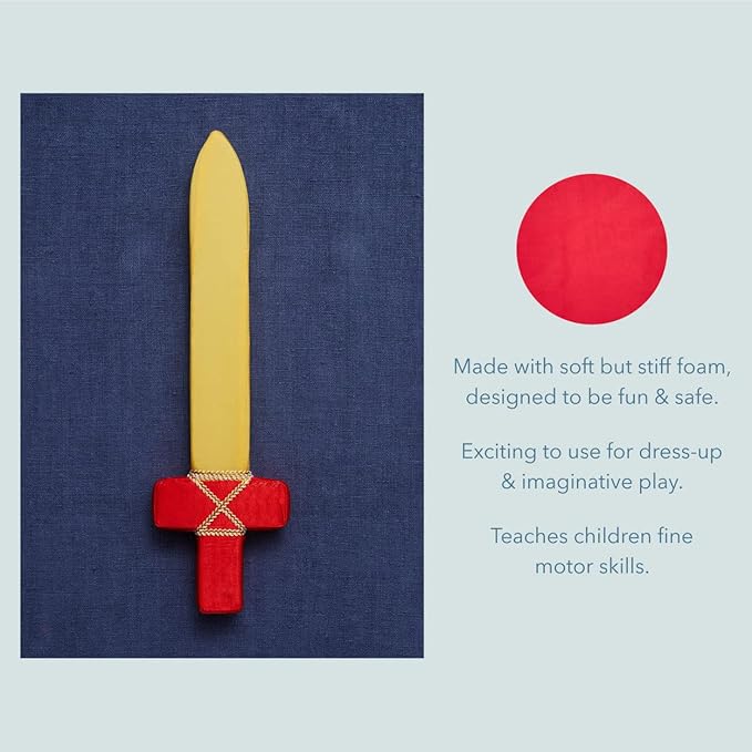 Sarah's Silks Red Foam Sword Toy for Kids 17" Long | Waldorf Toys for Creative and Pretend Play | Sword for Halloween, Parties, and Costume Accessories | Dress up as a Ninja, Pirate, or Knight