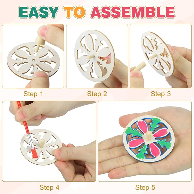 DECHOUS 20Pcs Wood Spinning Tops Unfinished Wooden Gyroscope Handmade Paintable Spin Tops Craft for Educational Kindergarten Party Favor
