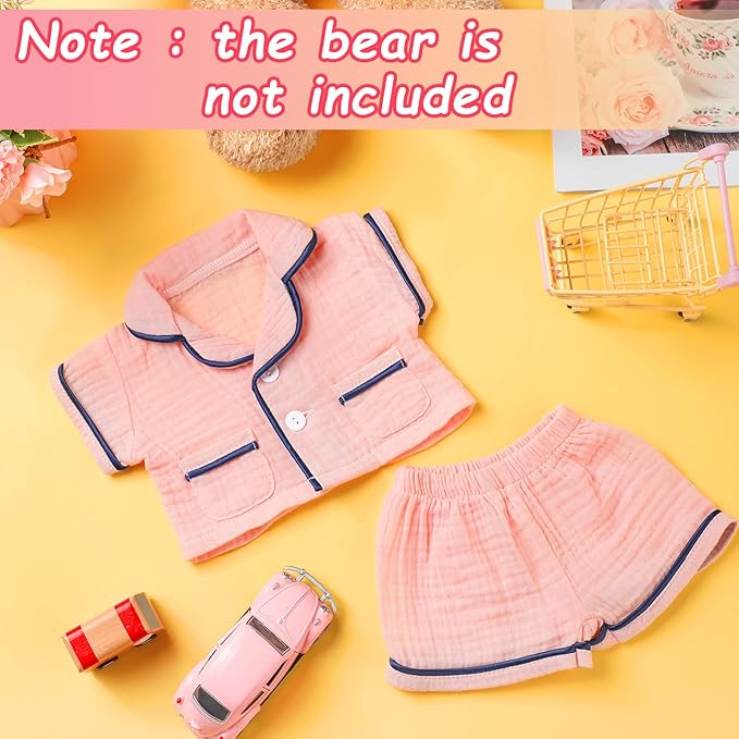 Hungdao Bear Clothes Pajamas Make Your Own Animals Outfits Fits Most 14 Inches Bear Accessories(Pink)
