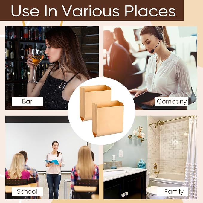 Waxed Kraft Feminine Hygiene Liner Bag, Business Restroom Bathroom Personal Dispensers 7.5 x 10" Waste Receptacle Paper Liners, Sanitary Napkin Disposal Bags, Kraft Bag (500 Pcs)