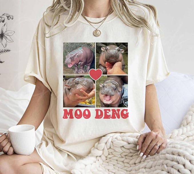 YOUNG GREEN Moo Deng Cute Sweatshirt Moo Deng Bouncy Pig T-Shirt The Cute Baby Hippo Sweatshirt Gift For Womens