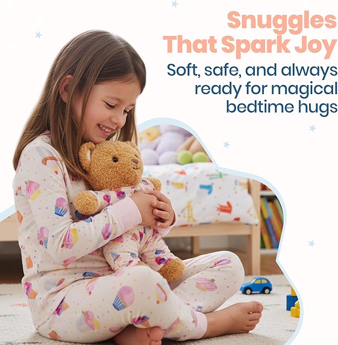 Zip N' Bear Soft Plush Teddy Bear Stuffed Animal with Cup Cake Pajamas - Zippy The Bear Cute Cuddly Plush Toy, Perfect Sensory Teddy for Kids, Toddlers - Adorable Gift & Bedtime Companion