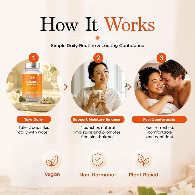 ANGELYCIA Natural Probiotic Vaginal Moisturizer Pills for Women – Slippery Elm Feminine Care Supplement for Vaginal Moisture, Dryness Relief & Healthy pH Balance Support