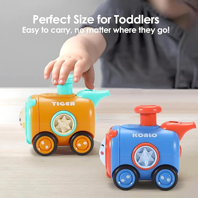 Animal Toy Cars for Toddlers 1-3, Press and Go Racing Cars Set, Baby Toys 18 Months, Whistle Vehicles for 1 Year Old Boys Girls, Baby Christmas Birthday Gifts