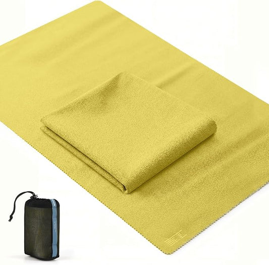 Microfiber Travel Towel, Soft Lightweight Quick Dry Towel, Super Absorbent Compact Travel & Sports & Beach Towels for Camping, Backpack, Gym, Swimming, Yoga, Hiking (Yellow, XX Large)