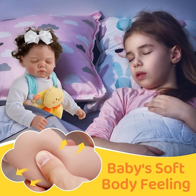 Jirachi Lifelike Reborn Baby Dolls, 18-Inch Sleeping Real Life Cloth Body Baby Girl, Realistic Reborn Baby with Toy Accessories for Kids Age 3+
