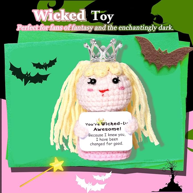 AICase Wicked Merch Glinda Dolls for Mom Stuffers Wicked Witch of The West Crochet Funny Positive Gifts Emotional Support Nuggets Handmade Cheer Gifts for Women/MoM Men Birthday_Pink