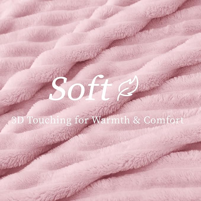 BEDELITE Ribbed Twin Blanket for Couch & Bed, Cherry Blossom, 60"x80" | Ultra-Soft Plush Fleece, Cozy, Warm Yet Lightweight, Ribbed Texture, Home Decor, Machine Washable, Giftable, All-Season Use