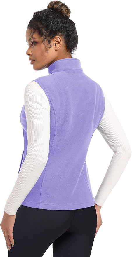 MAGCOMSEN Women's Fleece Vest Outerwear Sleeveless Lightweight Zip Jackets Warm Soft Vests with Zipper Pockets