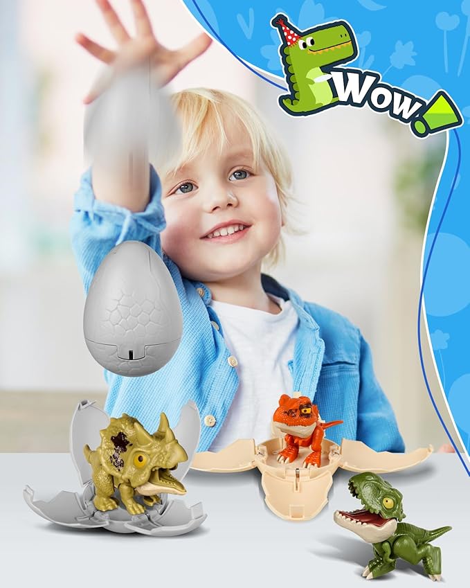 3 Pack Jumbo Dinosaur Eggs - Drop to Hatching Dinosaur Eggs Toys Birthday Gifts for Boys 3 4 5 6 7 8, Christmas Kids Gifts for Grandkids, Easter Basket Stuffer