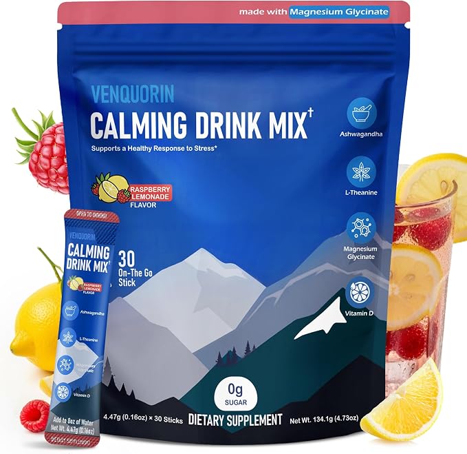 Super Cortisol Calm Supplement Drink Powder for Women & Men with Magnesium Glycinate, Ashwagandha, L-Theanine & Vitamin D3 | Relaxation & Mood Support | Sugar Free, Vegan, 30 Servings