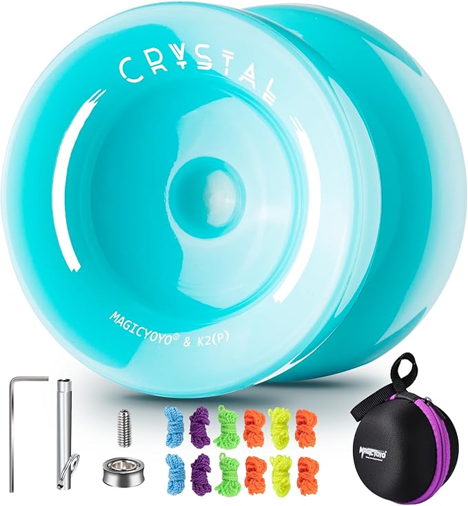 MAGICYOYO Responsive Yoyo for Beginners K2, Dual Purpose Yo Yo for Kids with Replacement Unresponsive Bearing for Intermediate + Bearing Remover + Yo-yo Case Bag + 12 Yoyo Strings (Blue)