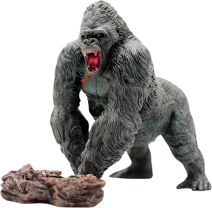 Gorilla Toys with Realistic Rock Action Figure Rampage Gorilla Fight Mode Gorilla Ape Solid Wild Animal Figurines for Role Playing Story Telling Toy and Birthday for Kids