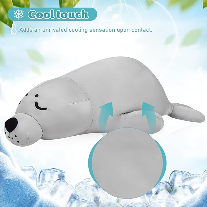 My OLi 24'' Seal Cooling Stuffed Animal Pillow: Cute Plush Toys for Kids & Adults
