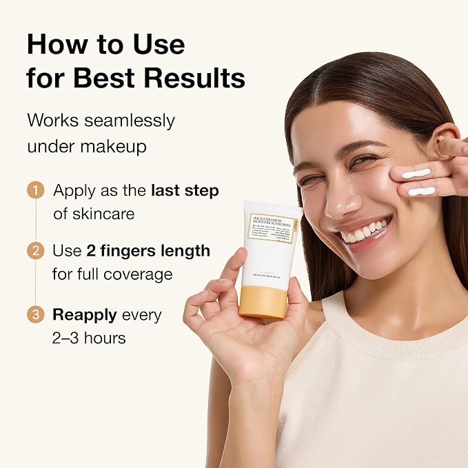 FULLY Rice Ceramide Moisture Sunscreen, SPF 50, No White Cast, 1.69 fl oz | Non-Sticky Finish, Lightweight, Korean Broad Spectrum Sunscreen for All Skin Types, Panthenol for Hydrating and Glowing