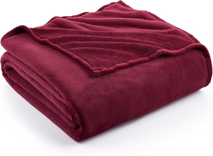 Hansleep King Burgundy Red Fleece Blanket, Soft Flannel Bed Blanket | Fuzzy Cozy Blanket 90x108 Inches, Multi-use for Bed, Sofa, Couch, Travel, Camping, All Season Warm Lightweight Cover