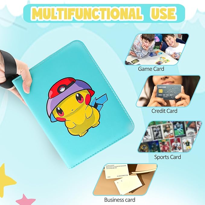 Premium Collectible Trading Card Albums，Card Binder Fits 400 Cards with 50 Removable Sleeves，Display Game Card Case book Holder, Green Themes