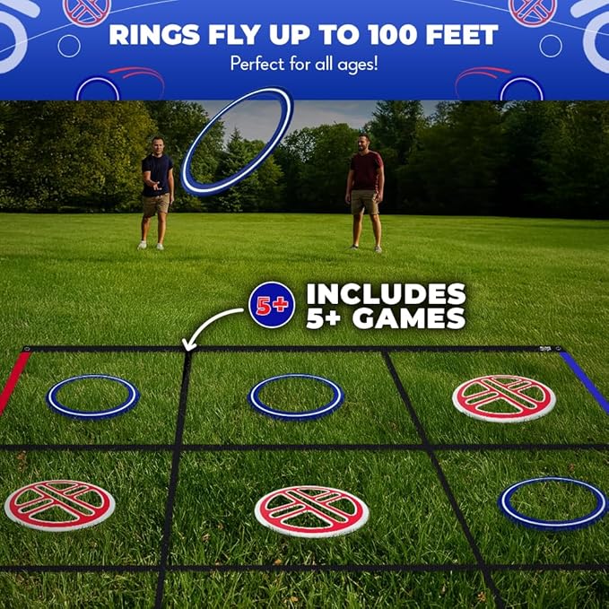 Swooc Games® - Fling Tac Toe™ (9ft x 9ft) Giant Tic Tac Toe Game Outdoor | Weatherproof Giant Outdoor Games for Adults and Family | Large Backyard Games for Kids | Jumbo Outside Yard & Lawn Game