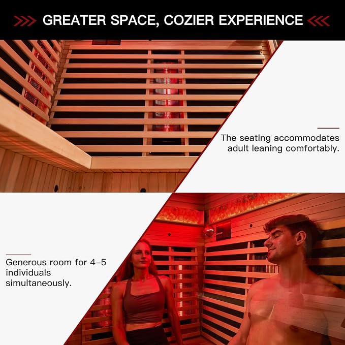 Infrared Sauna, 3-4 Person Home Sauna with Himalayan Salt Panel & 10 Minutes Warm-up System, Indoor Sauna Spa Room with Canadian Hemlock&Panoramic Tempered Glass,220V