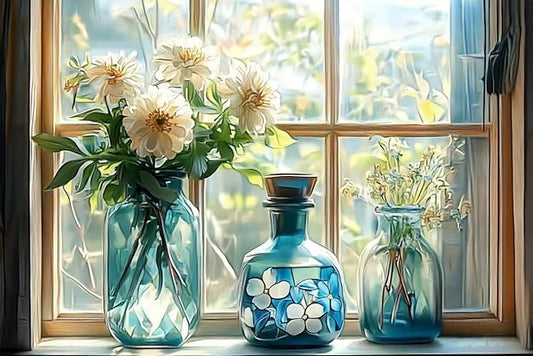 Flower Vase 35 Piece Jigsaw Puzzle - Window Sill Landscape Beautiful Artwork - Perfect for Jigsaw Lovers to Relax and Show Off!