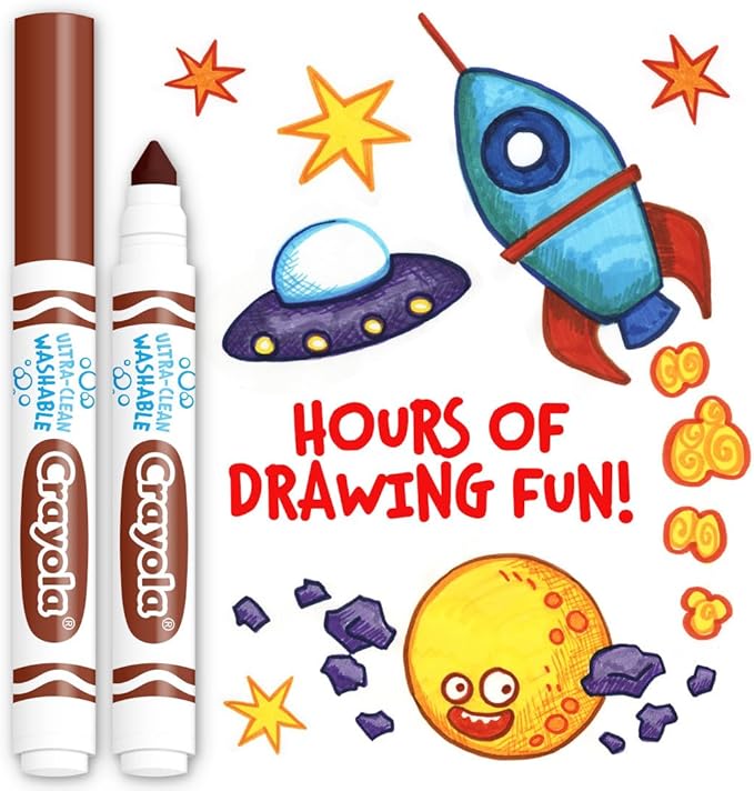 Crayola Broad Line Washable Markers, Broad Bullet Tip, Brown, 12/Box