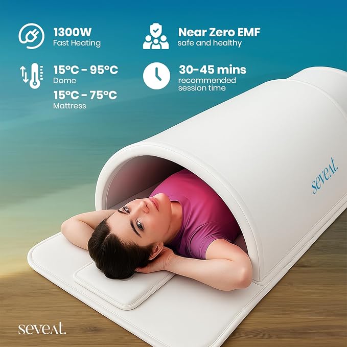 Portable Infrared Sauna Dome | 1300W Power | Near-Zero EMF | Full-Body Dry Sauna with Therapeutic Jade Stones | Home Wellness & Relaxation (White)