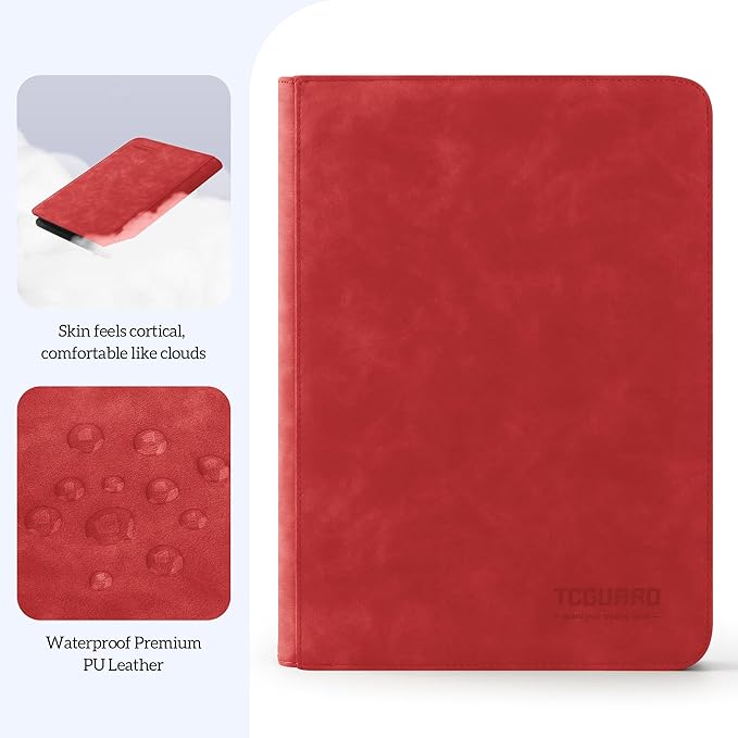 Trading Card Binder, 9 Side Loading Pocket Card Album Hold Up to 540 Cards, Zipper Binder for Cards Collection, TCG Card Holder for Game Card, Sports Card, Yugioh, MTG etc.（Red 9）