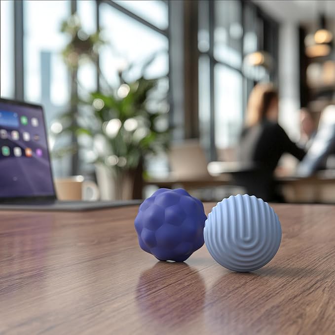 Large Magnetic Fidget Ball Toys for Adults, 2Pcs Soft Silicone Fidget Magnets, Silent Fidget Toys for Adults Ages, Textured Magnetic Balls & Stress Relief Desk Office Toys (Blue, Extra Large)