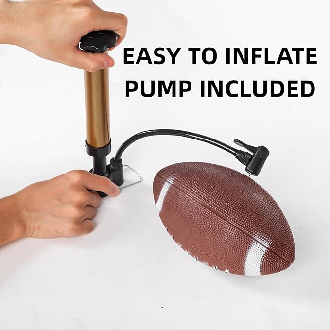 6 Pack 9" Mini Inflatable Rubber Footballs Party Favors, Small Peewee Size Footballs for Kids, Junior Outdoor and Indoor Games - Sports Balls Playground Ball with Pump and Kicking Tee