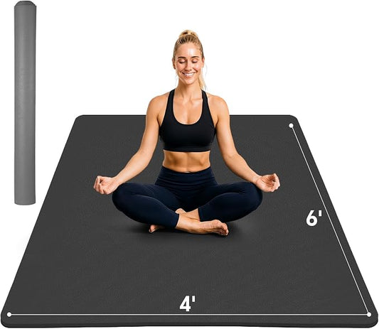 Stepwaver Extra Large Yoga Mat 6'x4'(1/3" & 1/4" Thick), Non-Slip, Ultra Durable, Wide Workout Mat, Wide Exercise Mats for Home Workouts, Yoga, Pilates, Stretching (Barefoot Exercise)