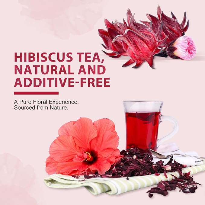 Soeos Organic Hibiscus Flower Herbal Tea, 1lb (16oz), Hibiscus Tea Loose Leaf, Bold Tart Flavor, Caffeine-Free & Naturally Refreshing, Perfect for Iced Tea, Hot Infusions, and Floral Blends