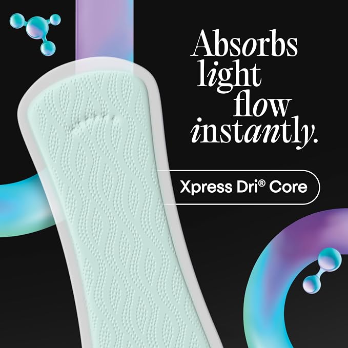 Kotex BioCare Daily Liners, Wrapped, Light Absorbency, Regular Length, 56 Count (Packaging May Vary)