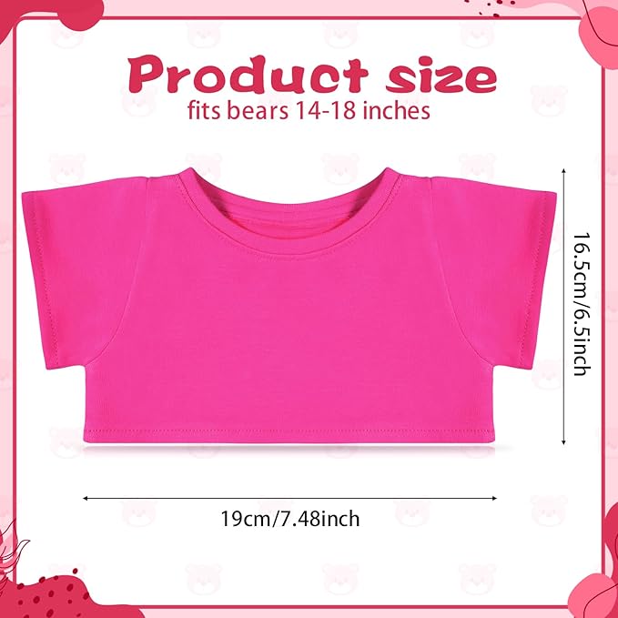Bear Tee Shirt Fit 14-18inch Bear Clothes Stuffed Animal Clothes Shirt Basic Stuffed Dolls Shirt, Pink