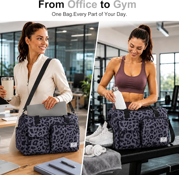 FIORETTO Women's Gym Duffle Bag with Shoes Compartment, 30L Capacity, Ideal for Travel, Gym, Sports, Duffel, Weekender