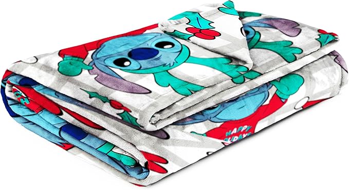 Jay Franco Kids Christmas Plush Throw Blanket – 40 x 50 Inch Soft & Cozy Fleece Throw for Holiday Bedroom & Couch Décor, Official Licensed Product, Multi - Stitch