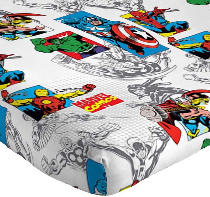 Jay Franco Kids Sheet Set with Fitted, Flat Sheets & Pillow Cover - Ultra-Soft Bedding with Pillowcase for Room Decor, White - Avengers, 4 Piece Full